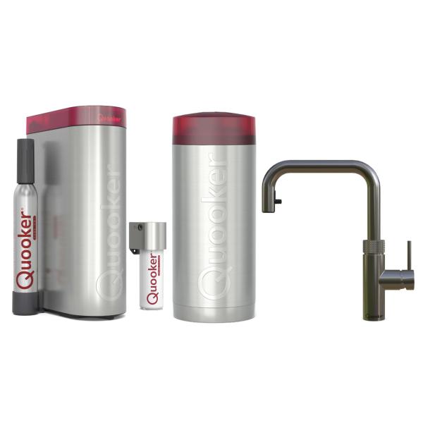 Quooker Flex Square | Reservoirs COMBI | CUBE & Filter | Gunmetal | sofort-Kochend-Wasserhahn